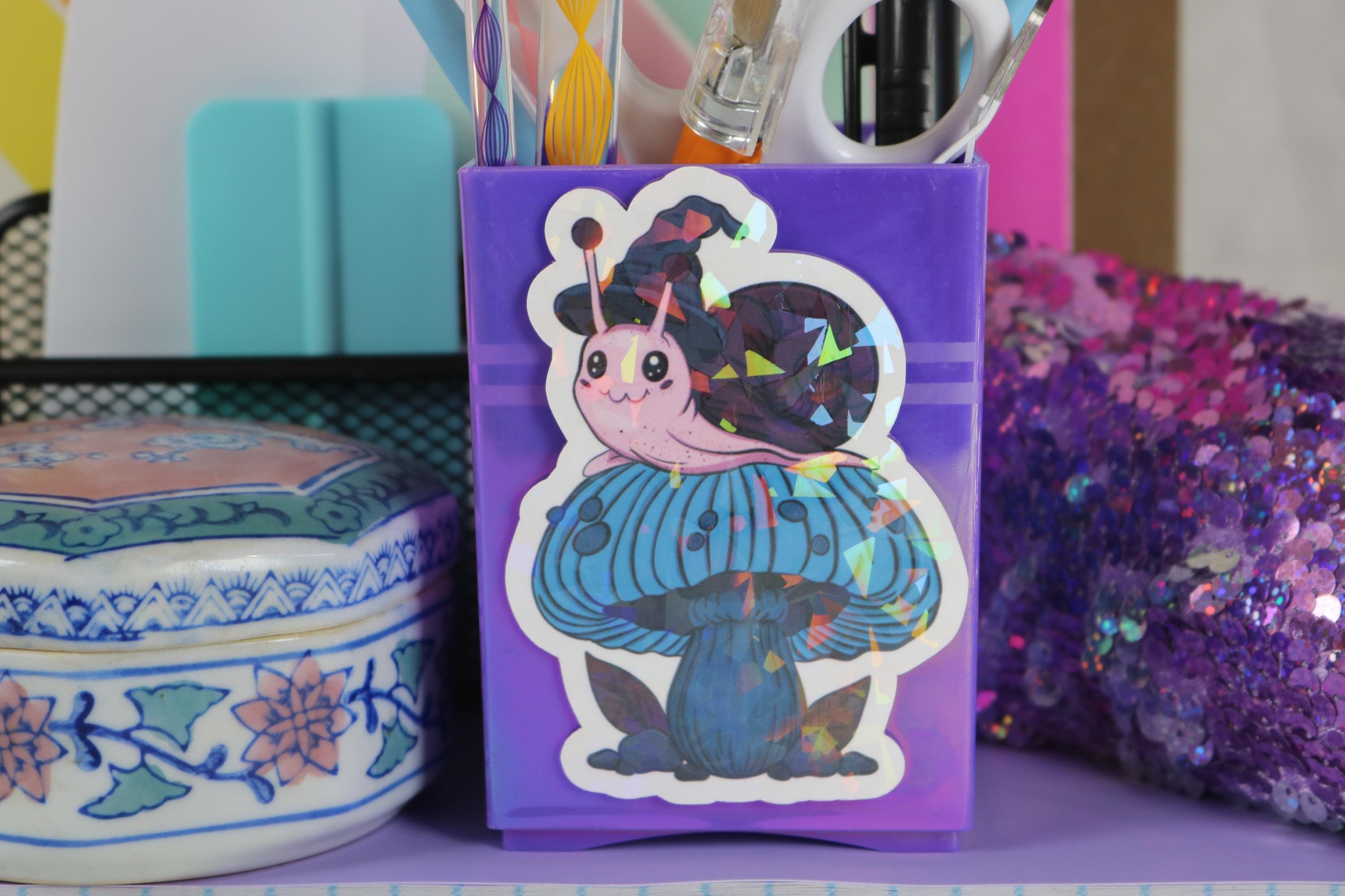 Witchy Snail Sticker: Pastel Goth Cottagecore - Holographic Options