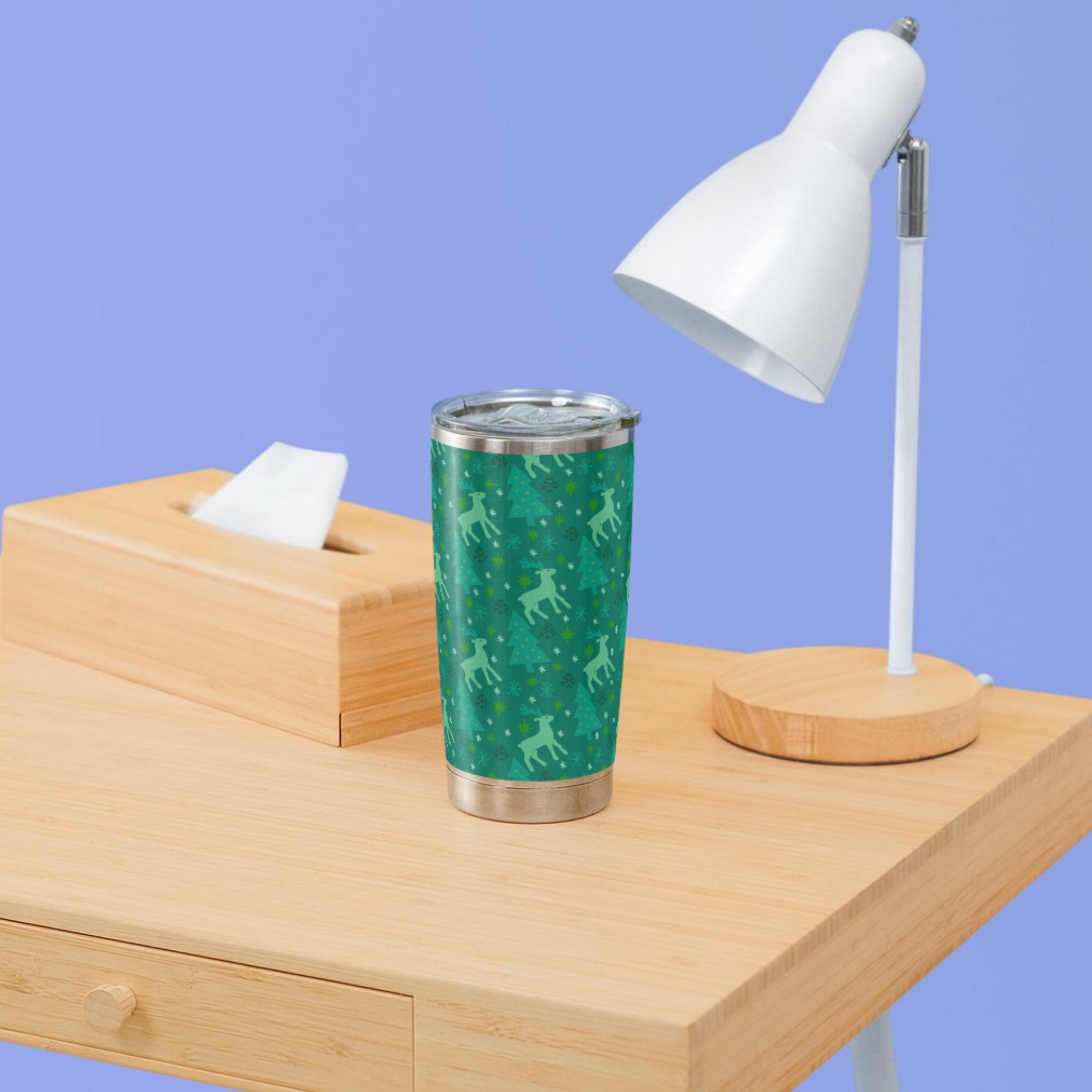 Green Reindeer and Christmas Tree Pattern: Sublimation Design (PNG)