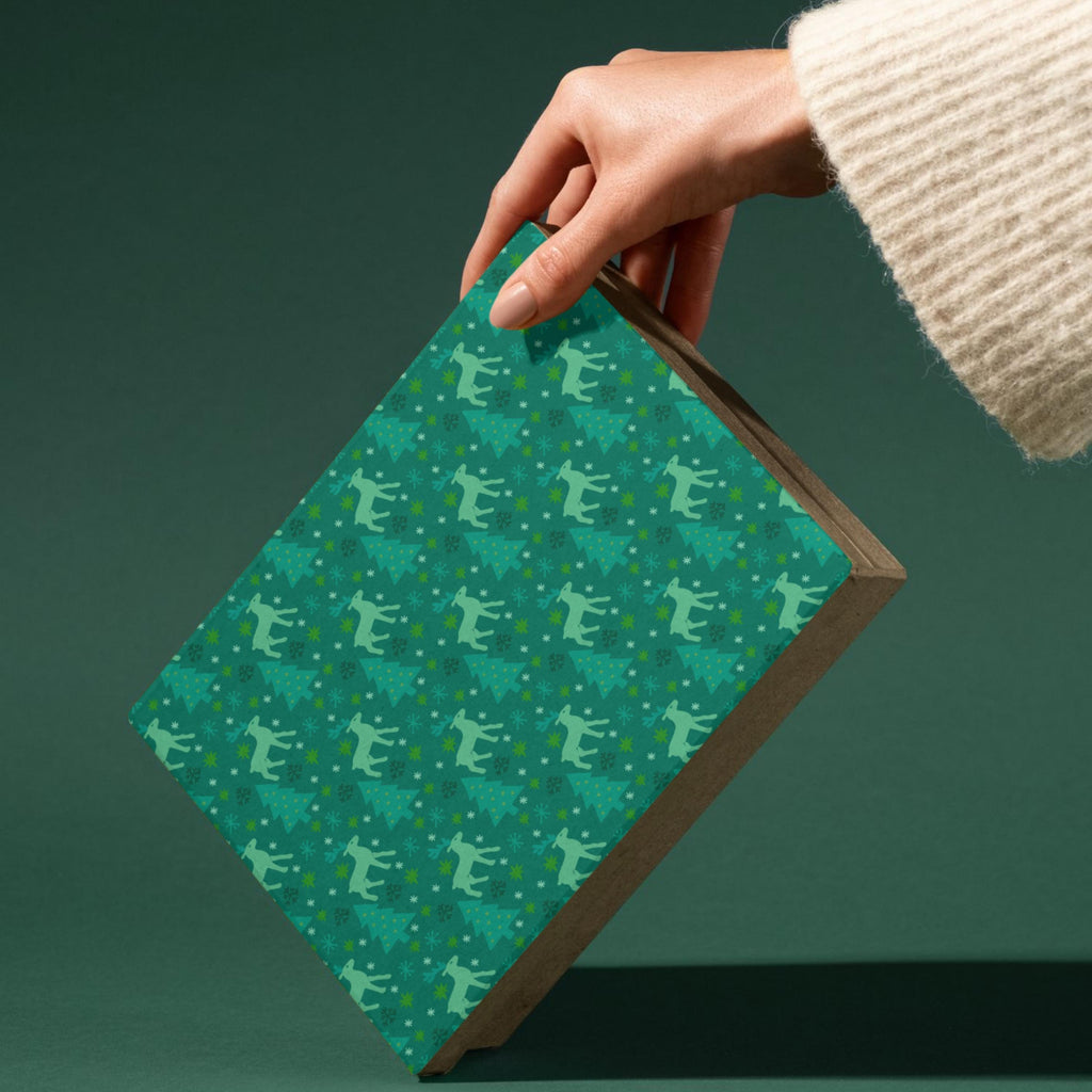 Green Reindeer and Christmas Tree Pattern: Sublimation Design (PNG)