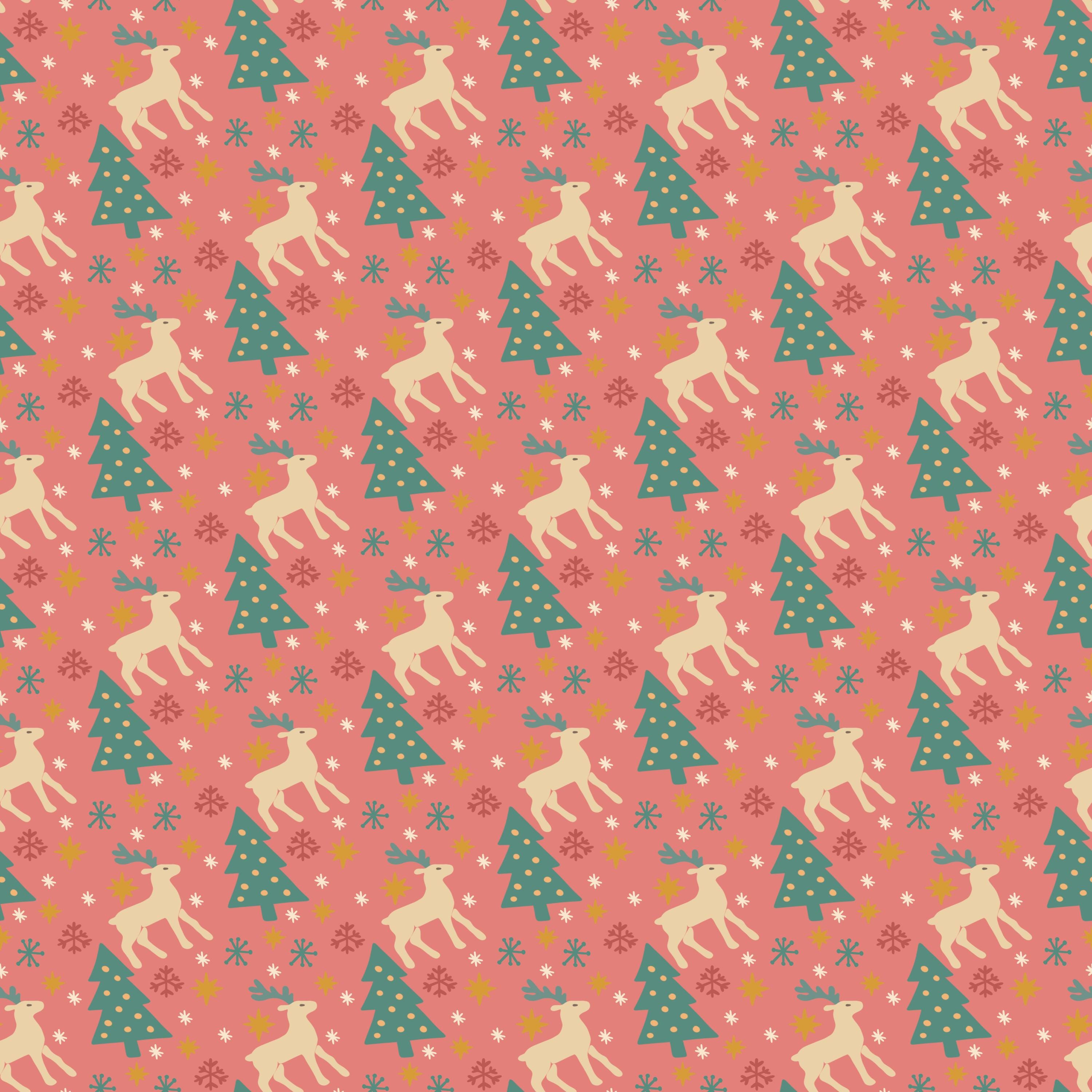 Reindeer and Christmas Tree Pattern: Sublimation Design (PNG)