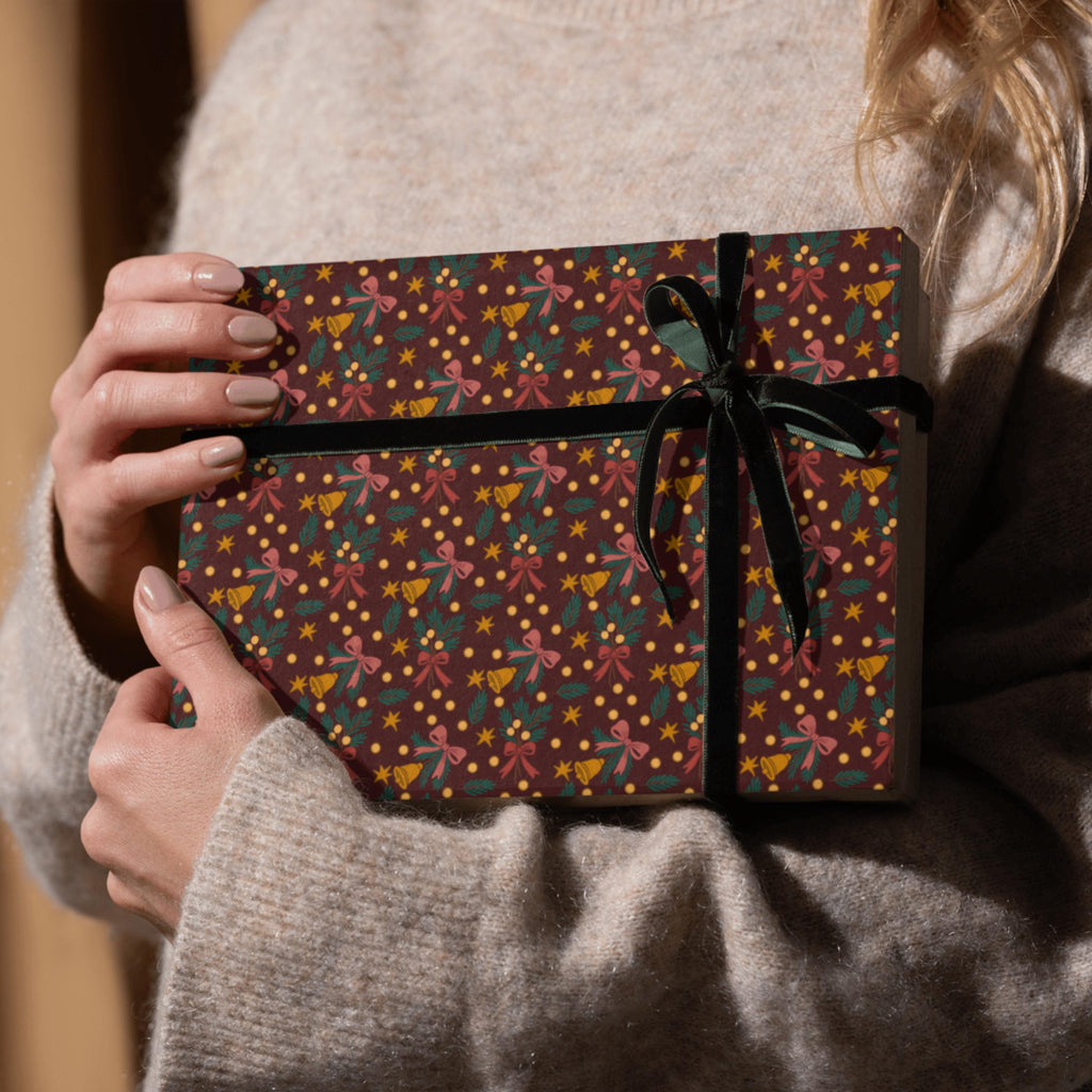 Christmas Bells and Bows Seamless Pattern: Sublimation Design (PNG)