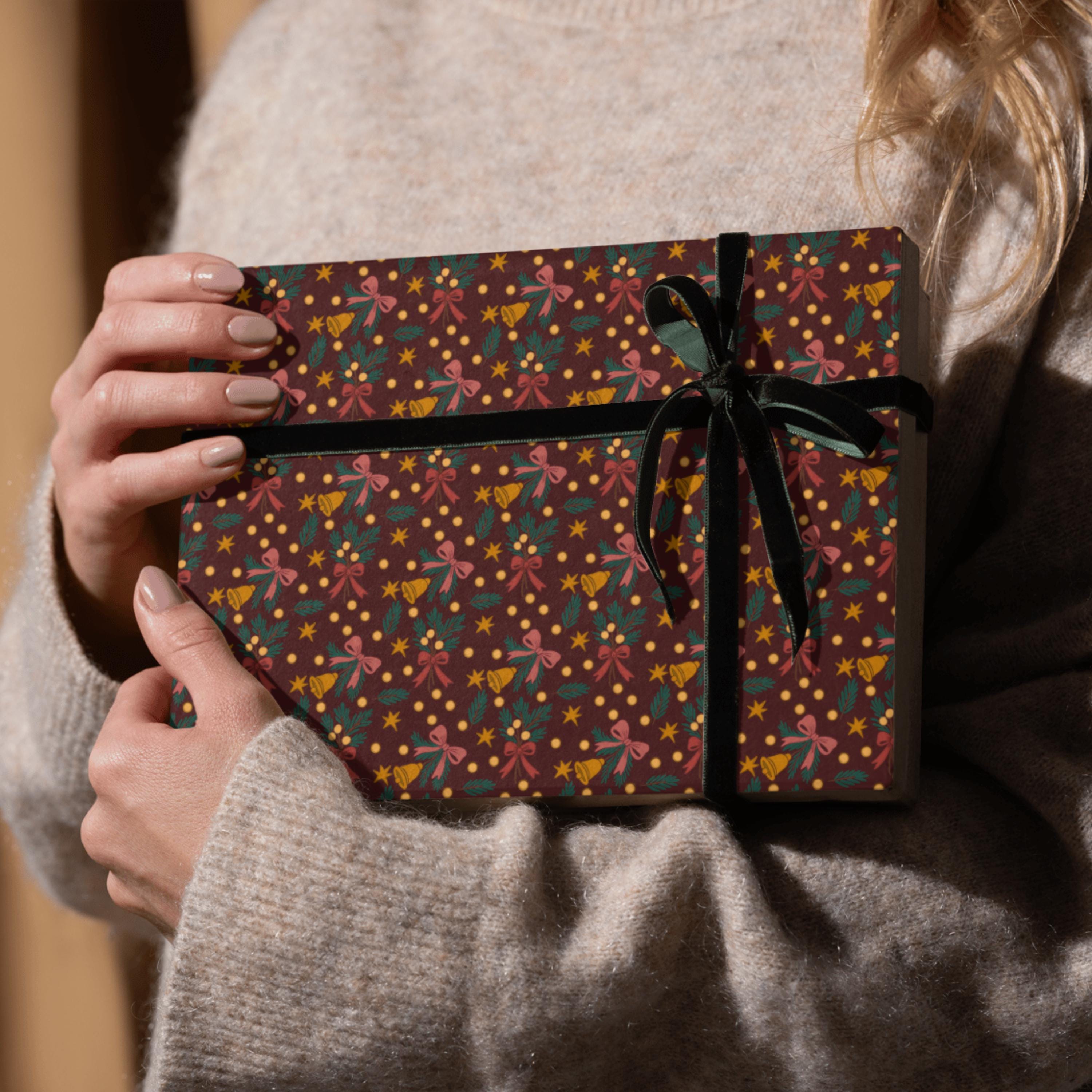 Christmas Bells and Bows Seamless Pattern: Sublimation Design (PNG)