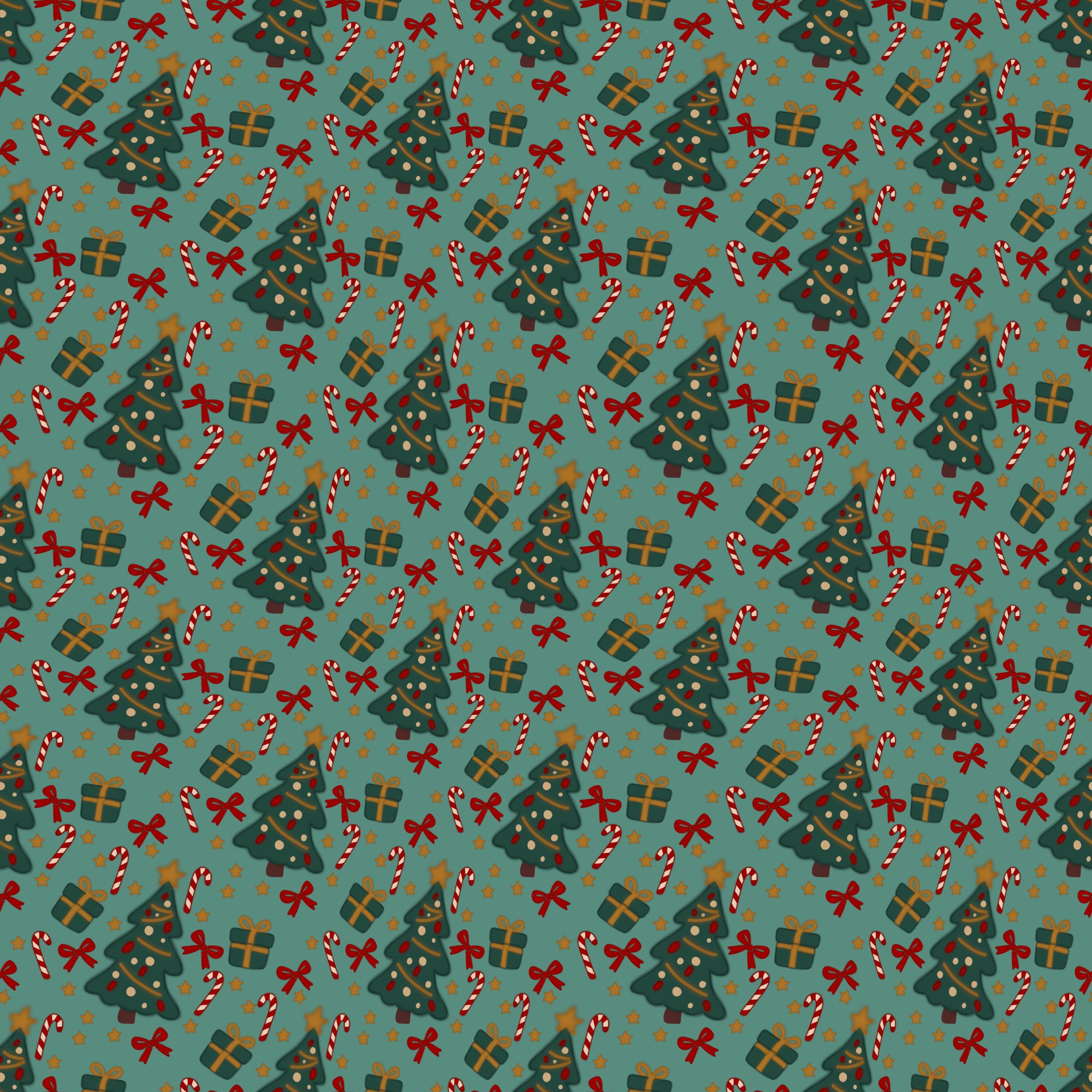 Christmas Trees and Candy Canes Seamless Pattern: Sublimation Design (PNG)