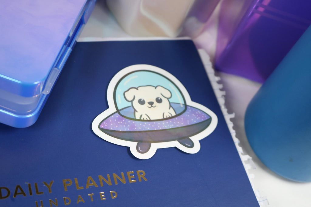 Ufo pup sticker – 3” of out-of-this-world cuteness
