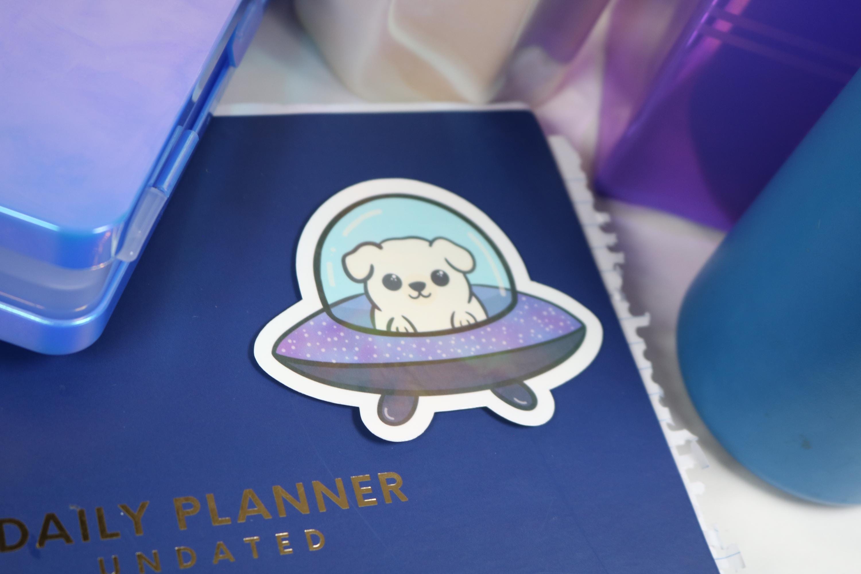 Ufo pup sticker – 3” of out-of-this-world cuteness