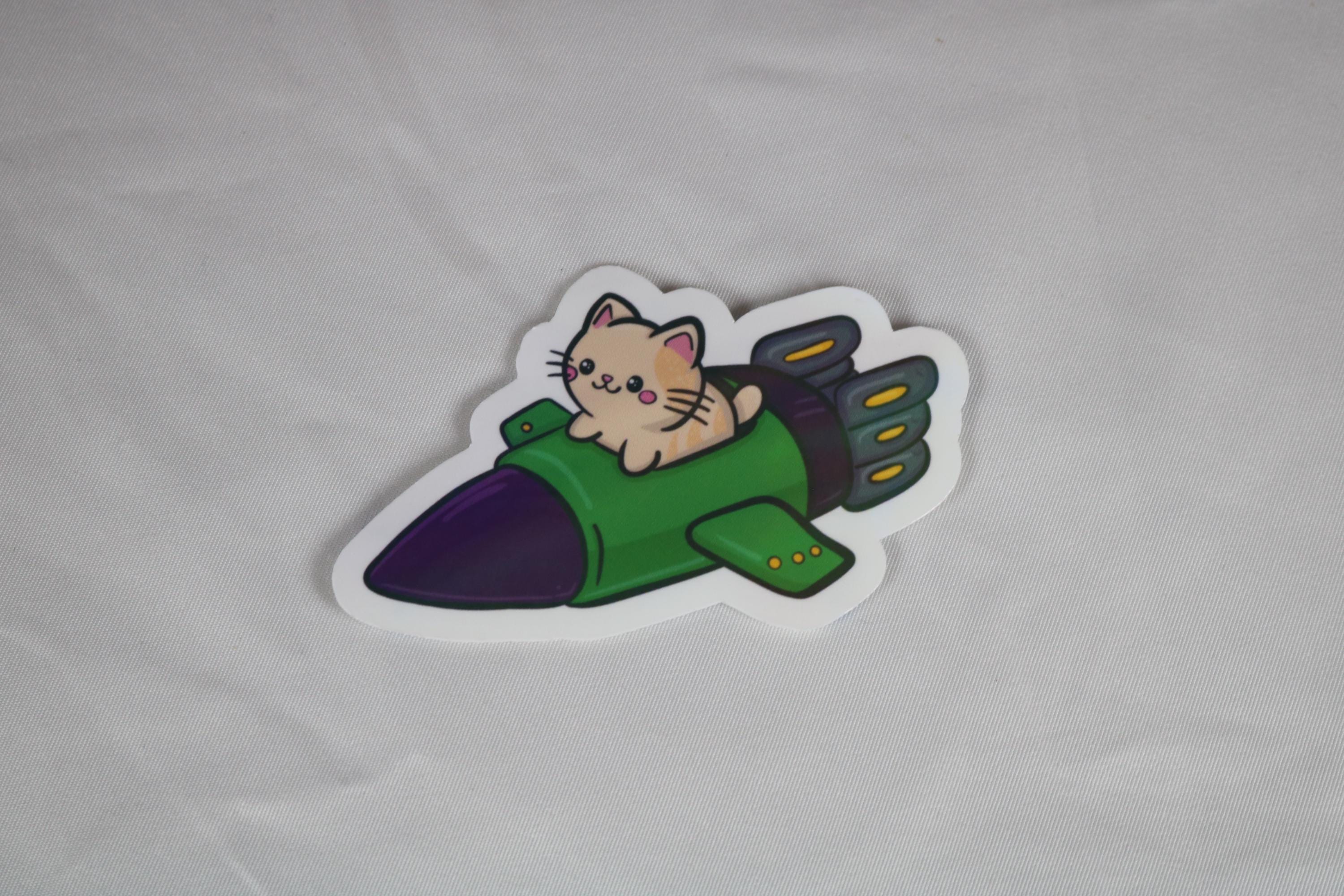 Meowstronaut Sticker: Space Cat in Rocket Ship - Holographic Options