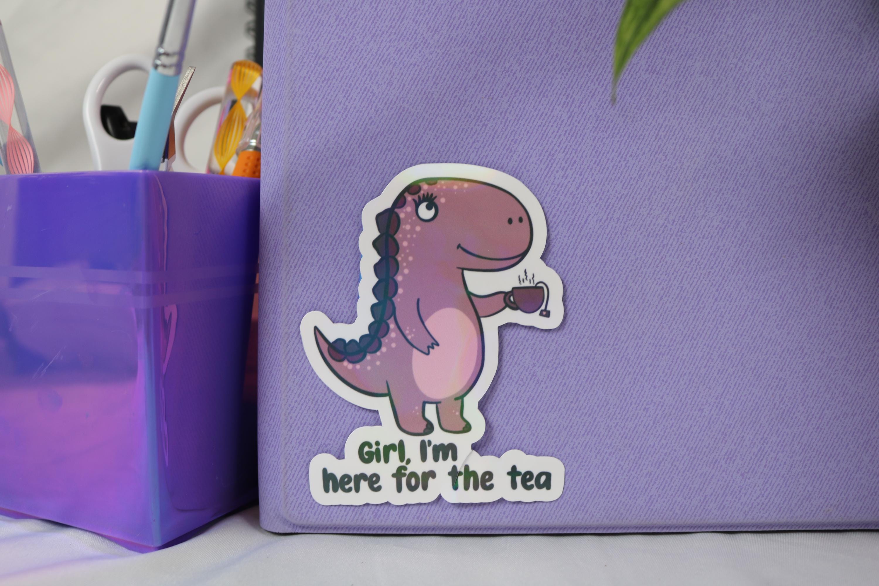 Tea-Rex Vinyl Sticker: Sassy Dinosaur Laptop Decal
