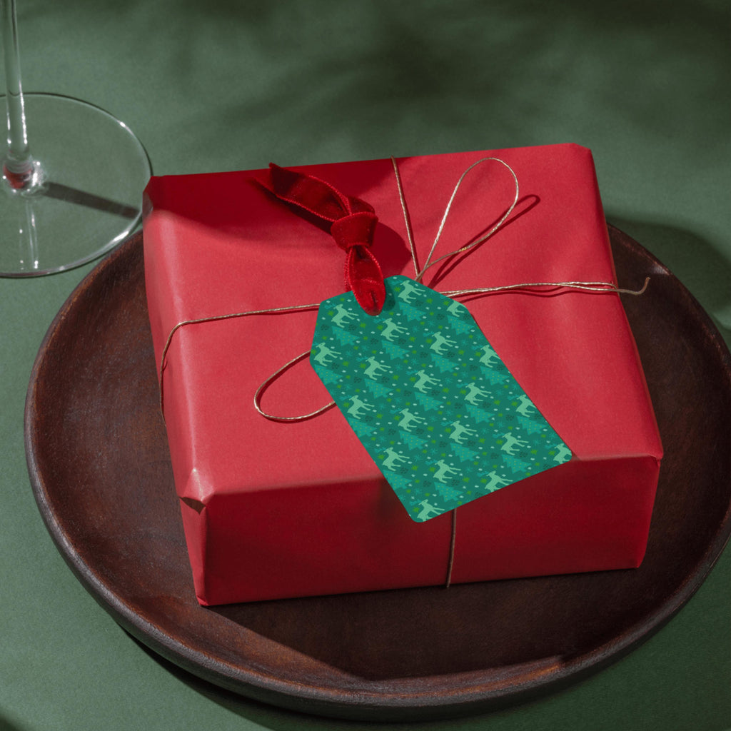 Green Reindeer and Christmas Tree Pattern: Sublimation Design (PNG)