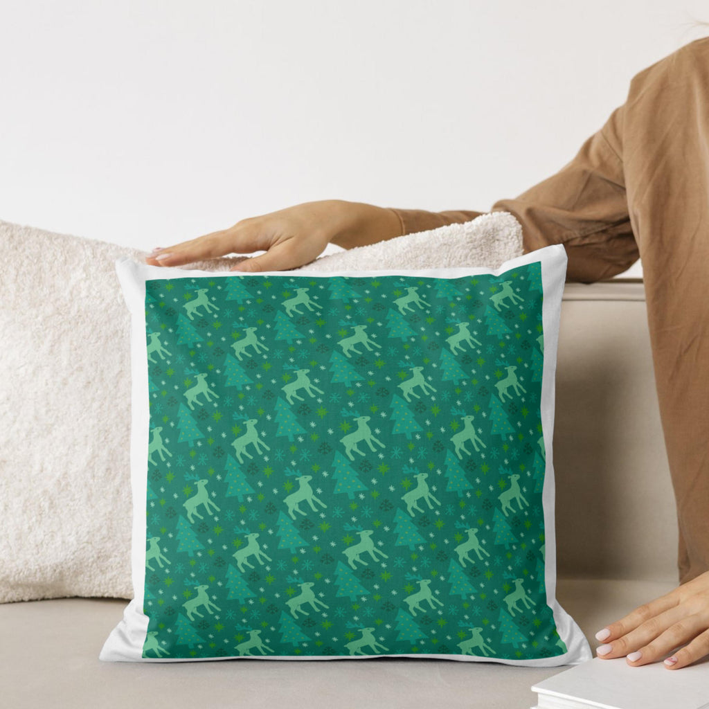 Green Reindeer and Christmas Tree Pattern: Sublimation Design (PNG)
