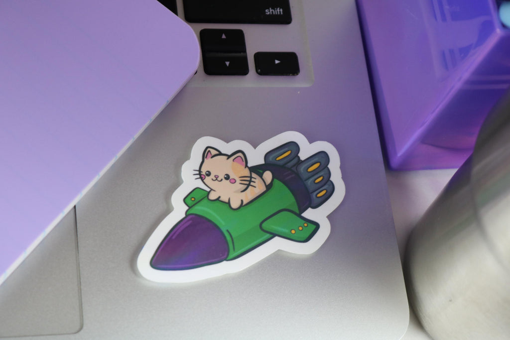 Meowstronaut Sticker: Space Cat in Rocket Ship - Holographic Options