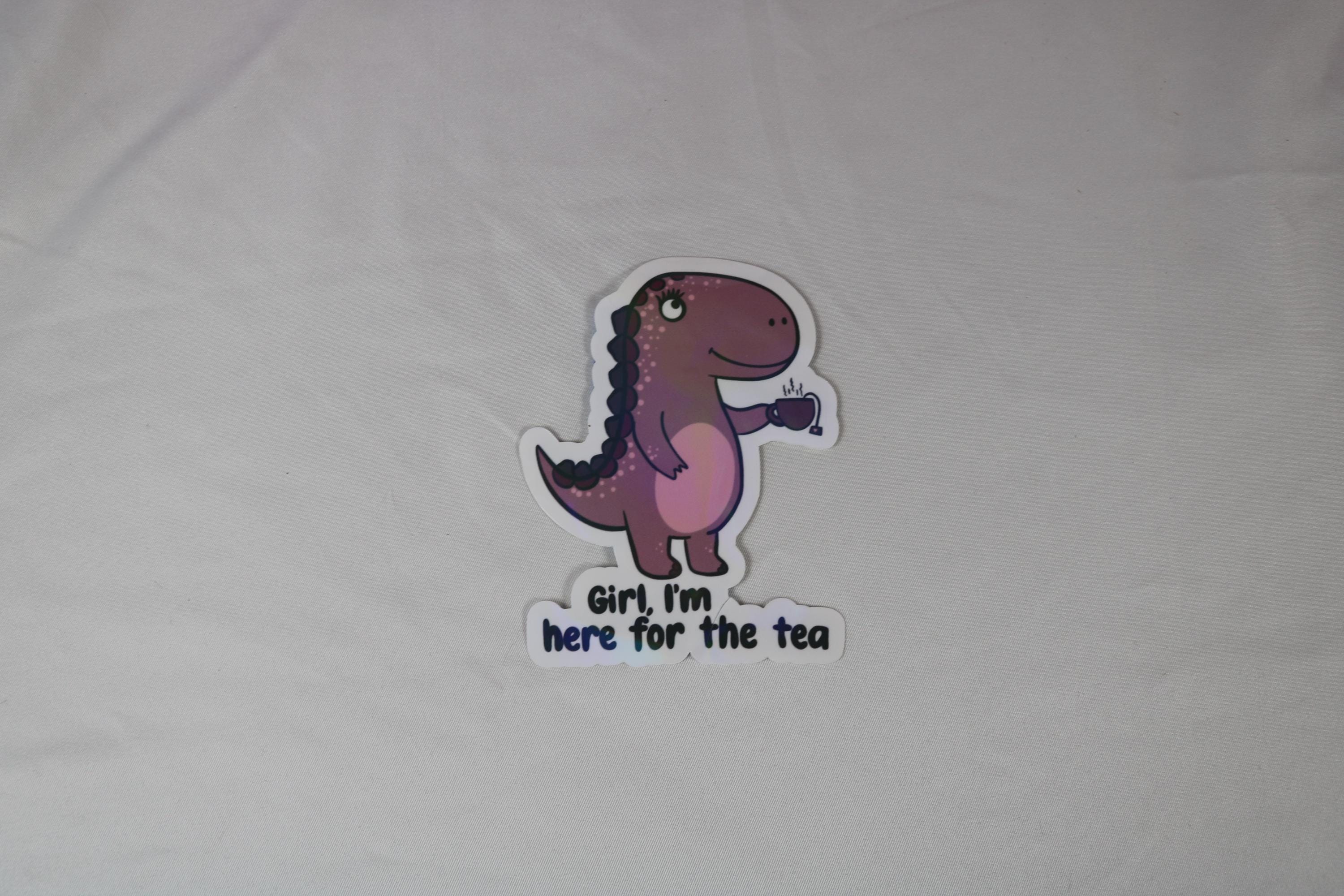 Tea-Rex Vinyl Sticker: Sassy Dinosaur Laptop Decal
