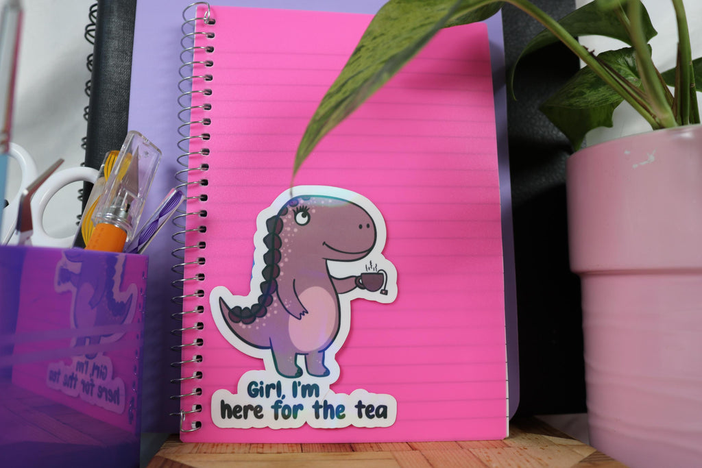 Tea-Rex Vinyl Sticker: Sassy Dinosaur Laptop Decal