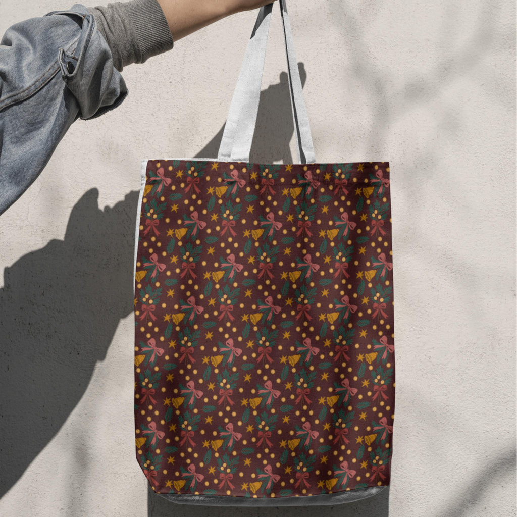 Christmas Bells and Bows Seamless Pattern: Sublimation Design (PNG)