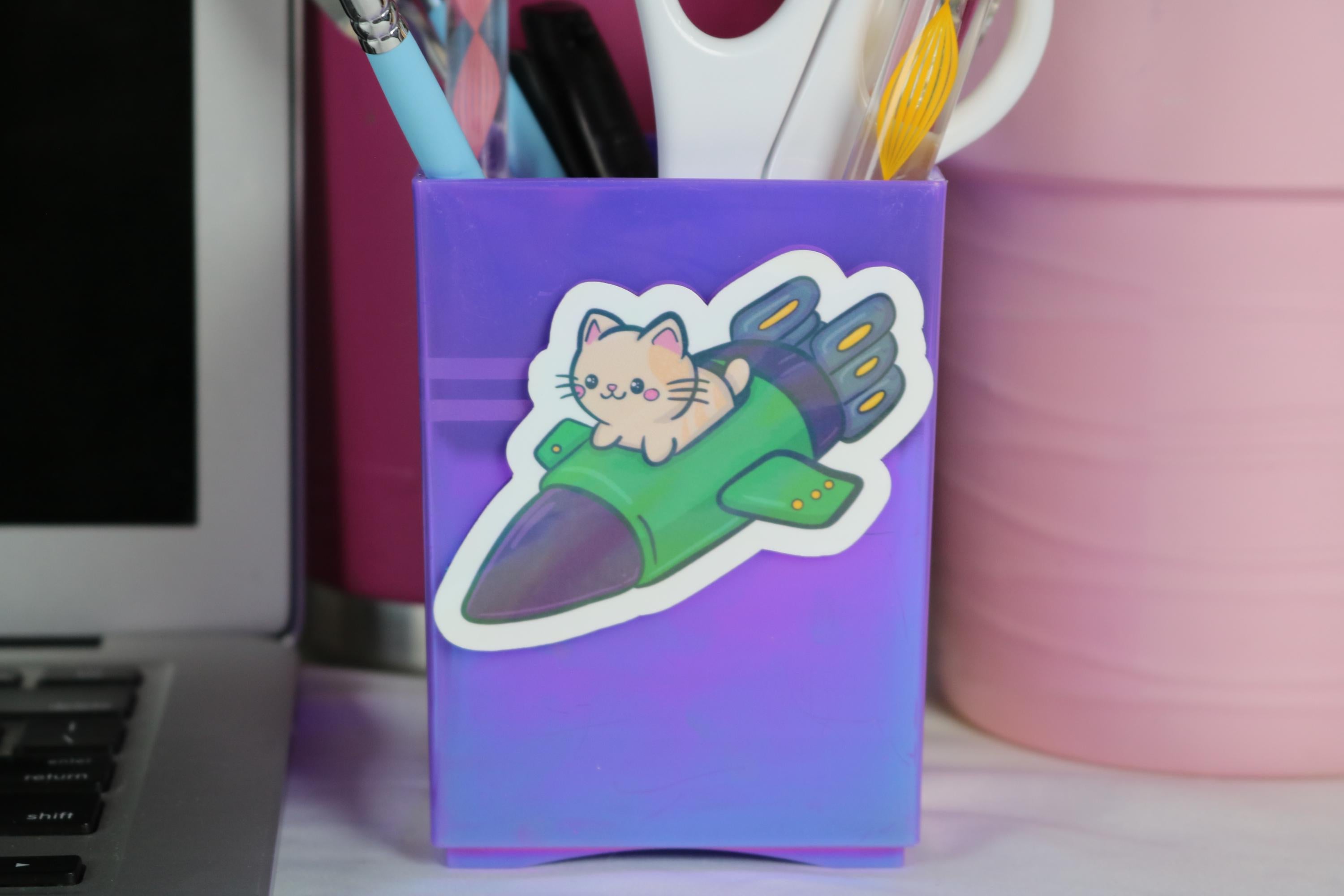 Meowstronaut Sticker: Space Cat in Rocket Ship - Holographic Options