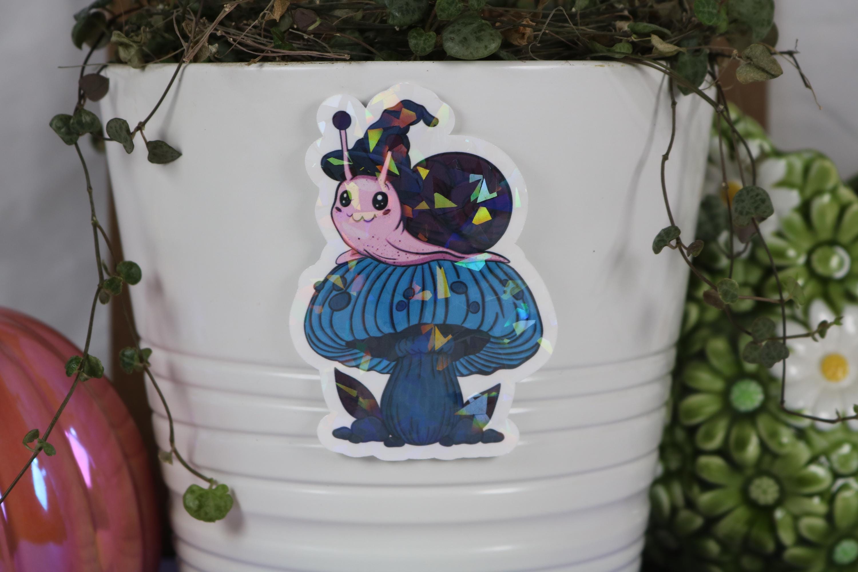 Witchy Snail Sticker: Pastel Goth Cottagecore - Holographic Options