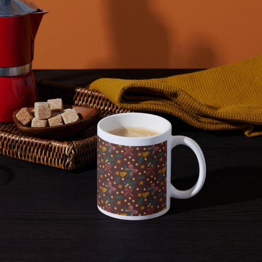 Christmas Bells and Bows Seamless Pattern: Sublimation Design (PNG)