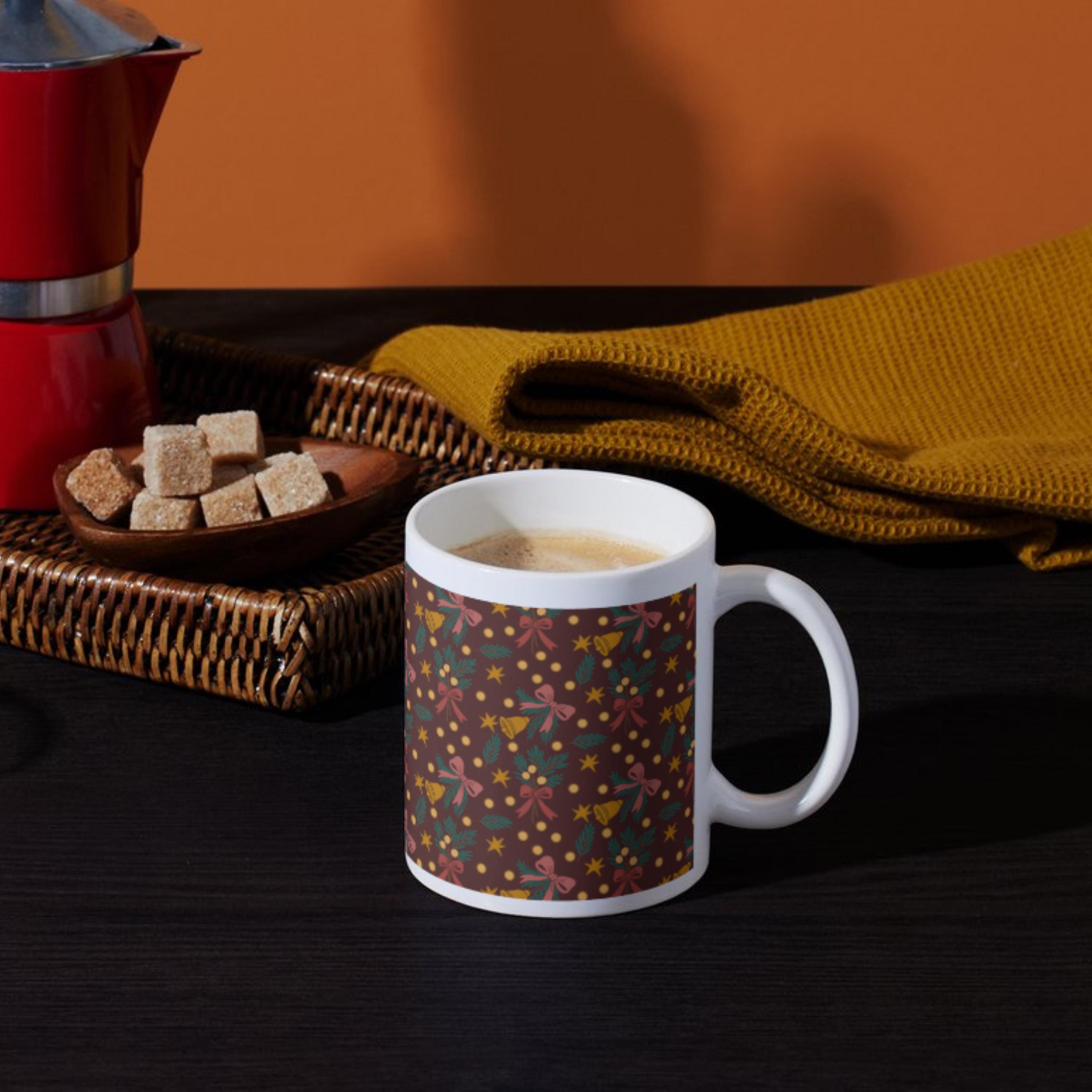 Christmas Bells and Bows Seamless Pattern: Sublimation Design (PNG)