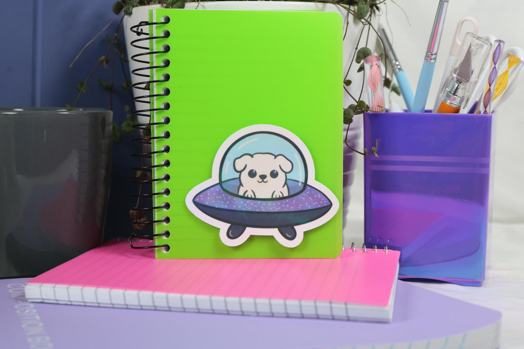 Ufo pup sticker – 3” of out-of-this-world cuteness