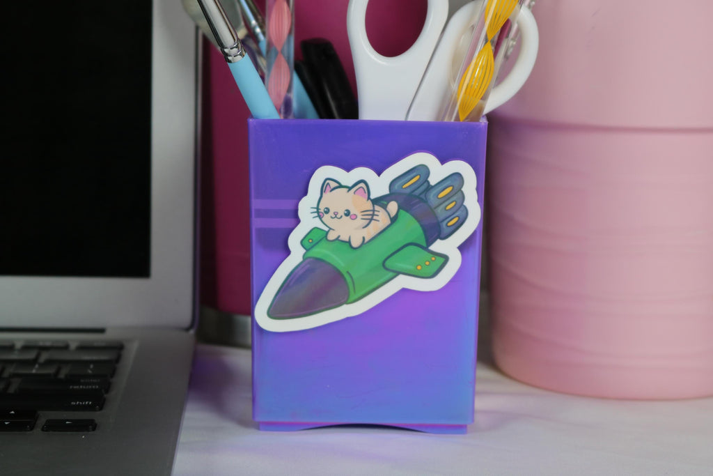 Meowstronaut Sticker: Space Cat in Rocket Ship - Holographic Options