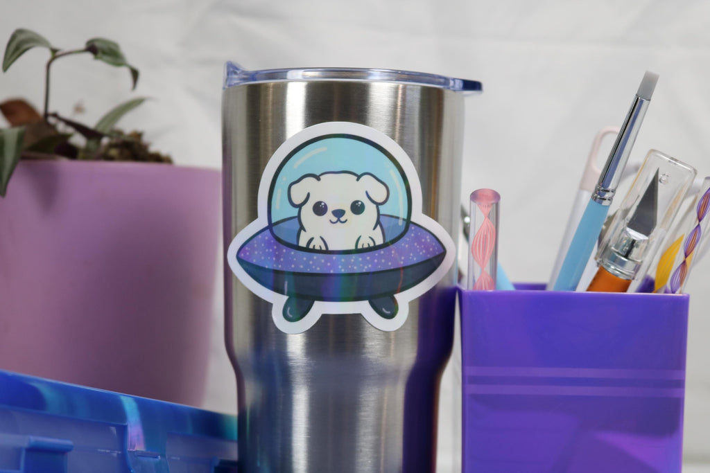Ufo pup sticker – 3” of out-of-this-world cuteness