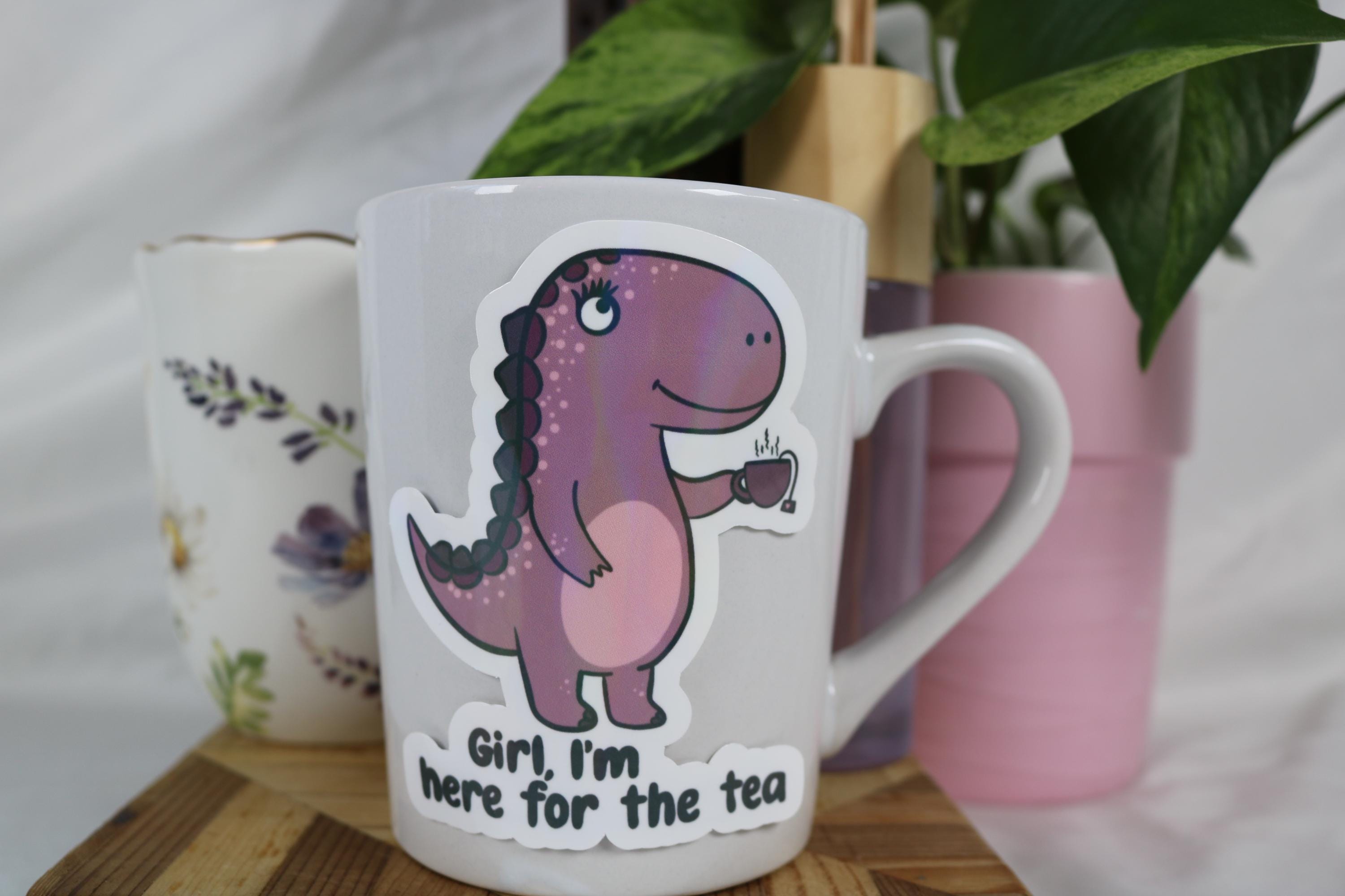 Tea-Rex Vinyl Sticker: Sassy Dinosaur Laptop Decal